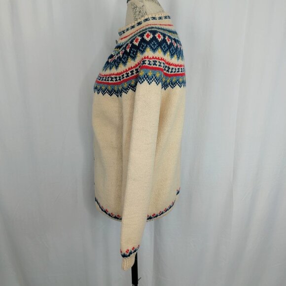Vintage Nordic Knit Cardigan Medium Cream - Picture 6 of 8
